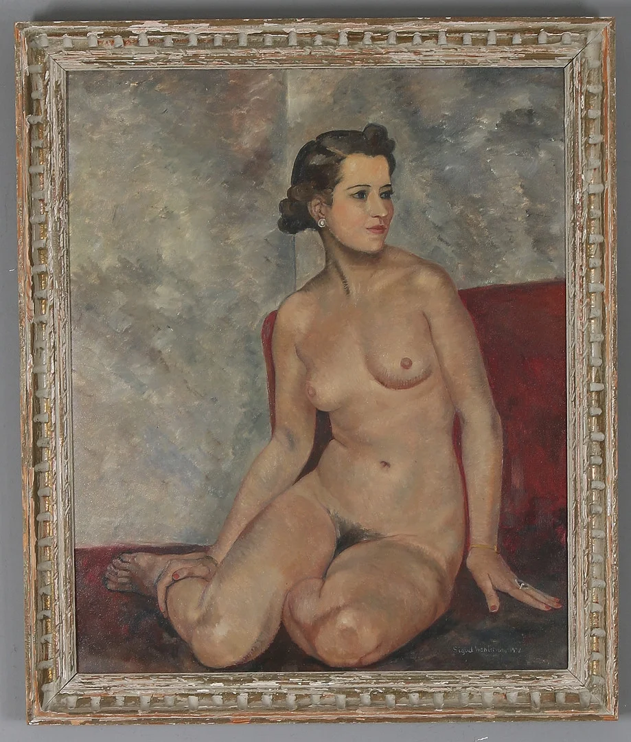 SIGRID WAHLSTRÖM DE ROUGEMONT. Nakenstudie, olja på duk, signerad och daterad -36. — Paintings — Stadsauktion Sundsvall