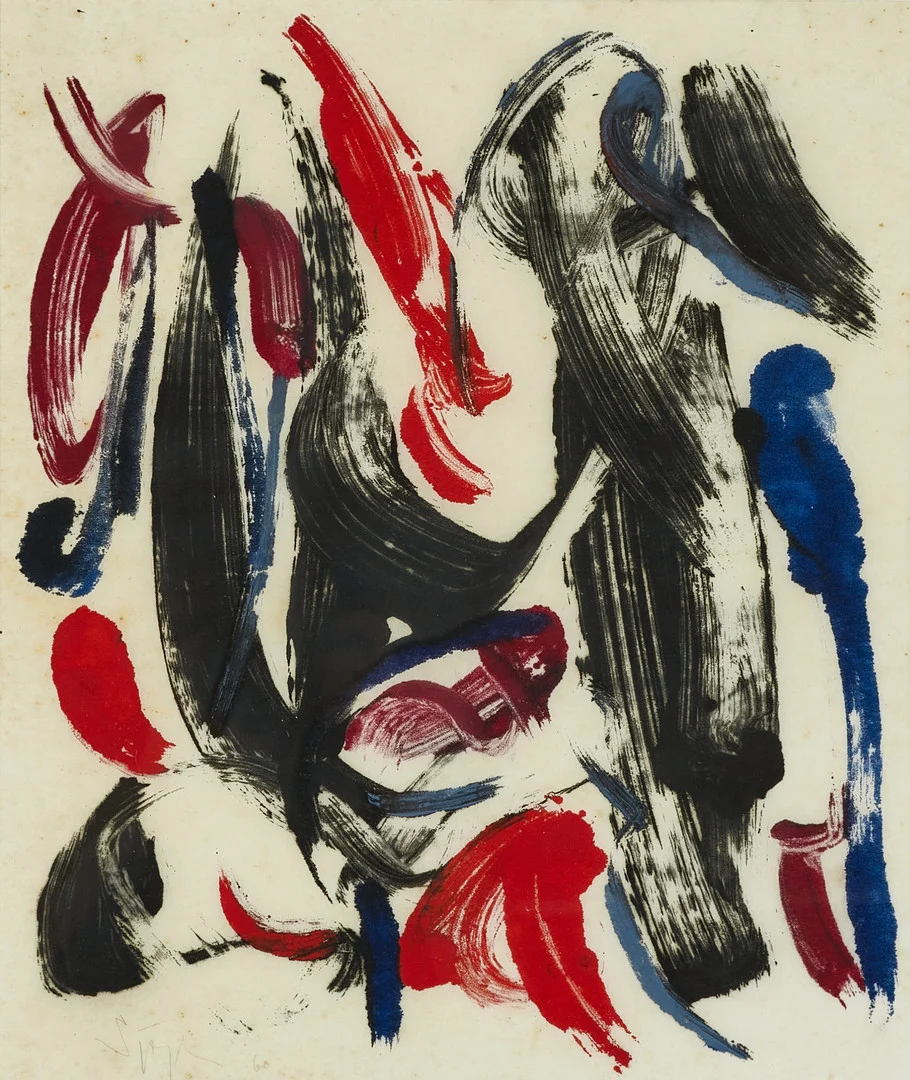 LARS SJÖGREN (Karlstad, 1931-2016). Abstrakt komposition, signerad och daterad -60, blandteknik. — Paintings — Crafoord Auktioner Stockholm