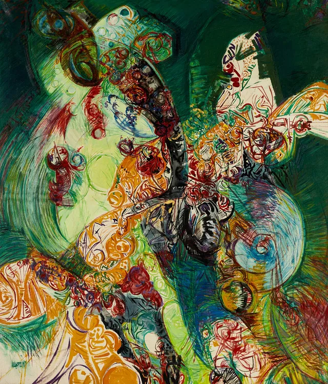 WILGOT LIND (1915-1996). "Under tystnadens vingar", signerad Wilgot Lind, olja på duk.