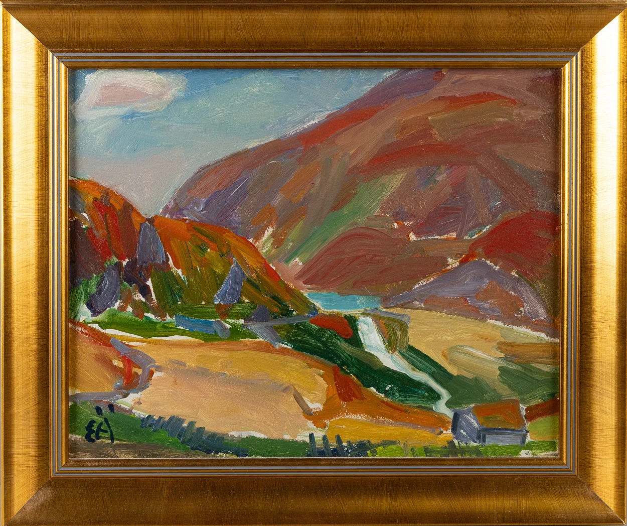 ERLING ÄRLINGSSON. Landskap, olja på pannå, monogramsignerad EÄ. — Paintings — Stockholms Auktionsverk Helsingborg