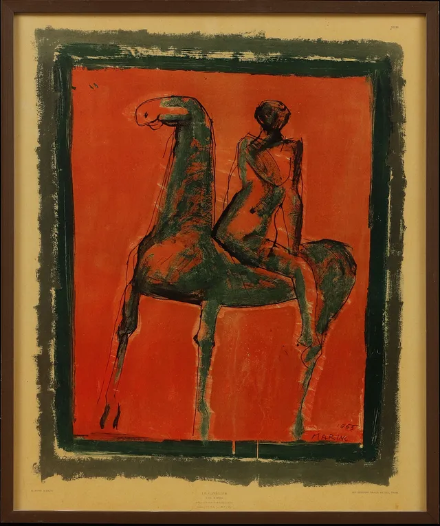 MARINO MARINI. EFTER. "Le Cavalier", färglitografi, signerad i trycket.