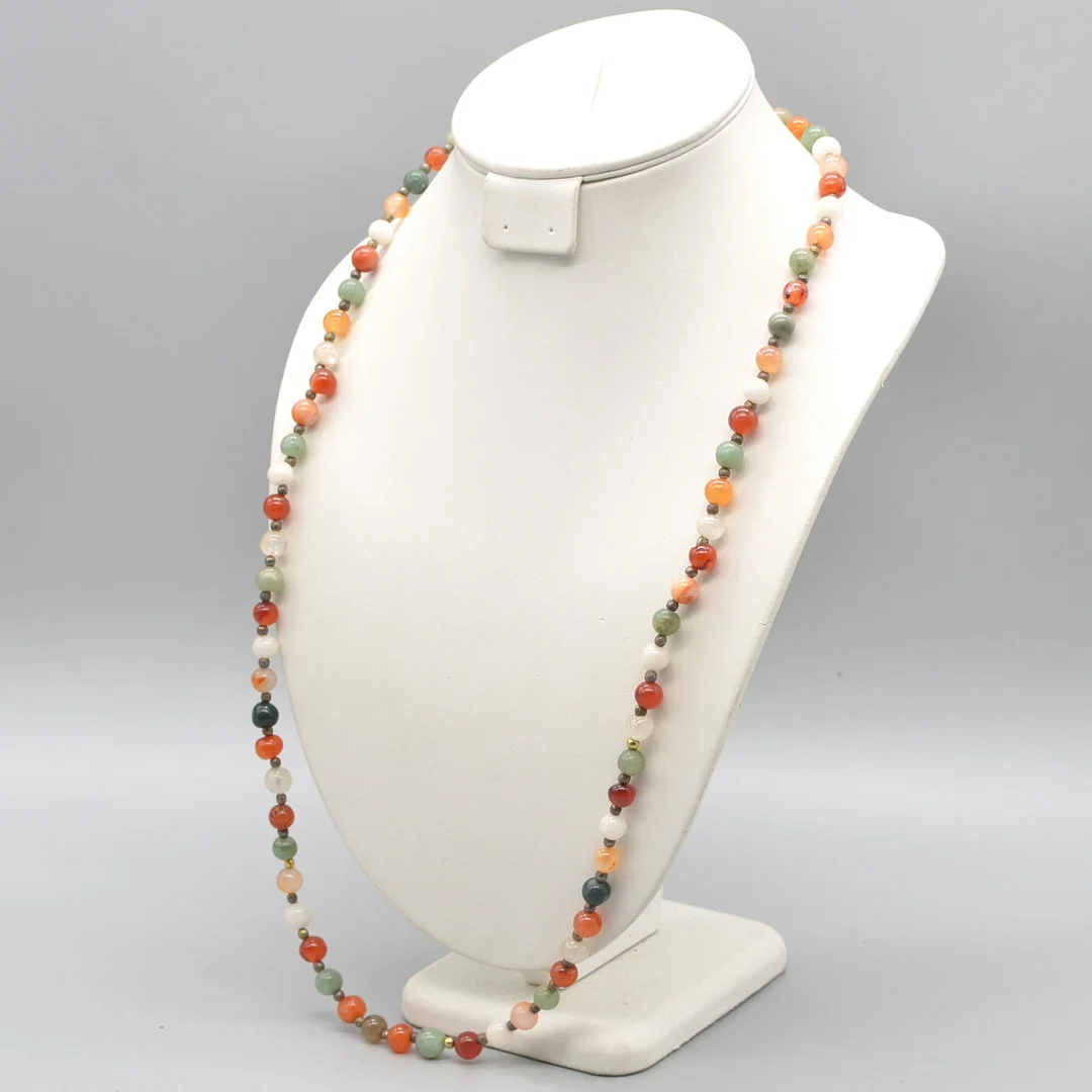 EDELSTEIN-MIX-PERLENCOLLIER, POLIERTE PERLEN, VERGOLDETE TRENNPERLEN, UM 1950. — Necklace — Kunst- und Auktionshaus Kleinhenz