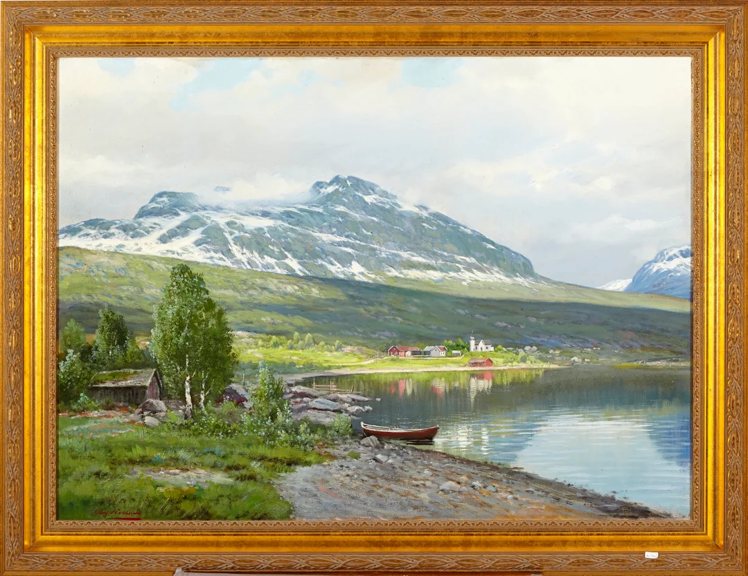 Nordlien, Olaf — "Vang kirke Grindafjelet" — Kunst/Maleri — Blomqvist
