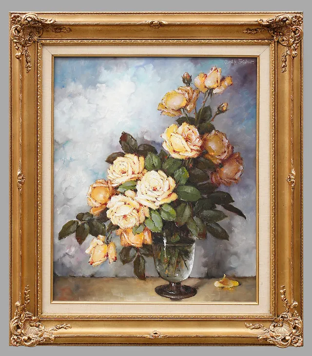CARL HOLGER FISCHER. Blomsterstilleben, olja på duk, signerad Carl H Fischer.