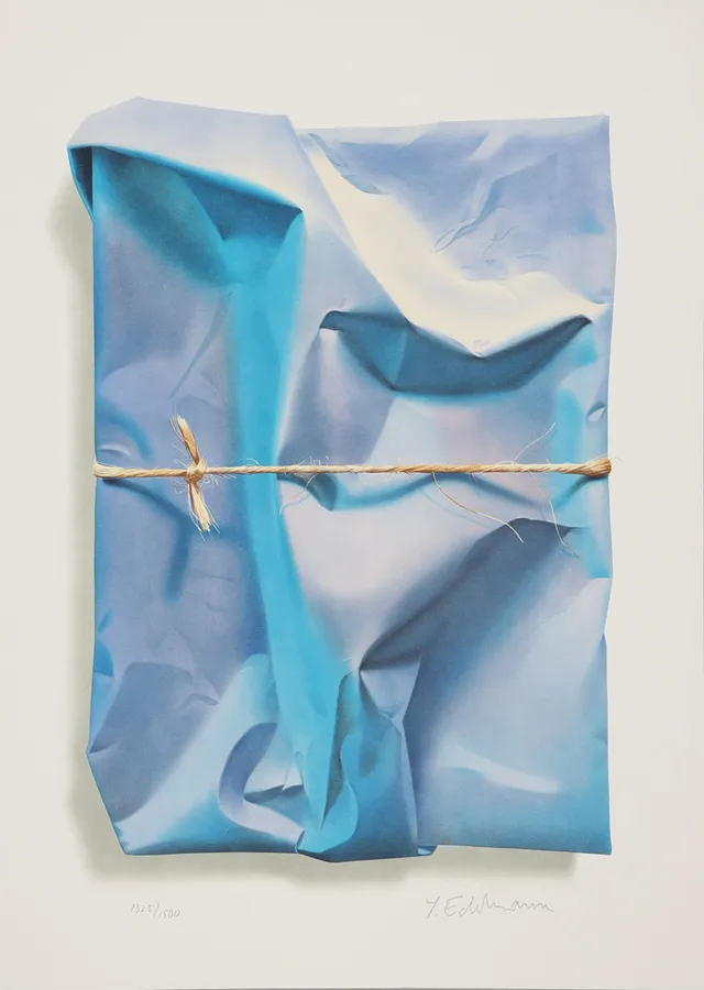 YRJÖ EDELMANN. "Stringed Blue Ocean", färglitografi, stämpelsignerad och numrerad 1325/1500.