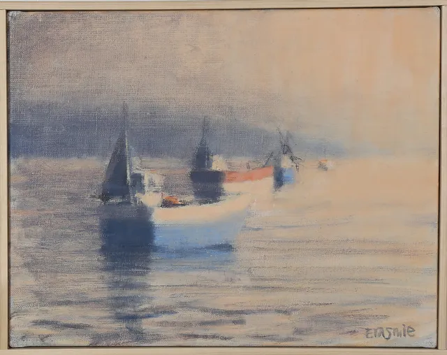 TORSTEN ERASMIE. Båtar i Bretagne. Olja på duk. Signerad Erasmie.