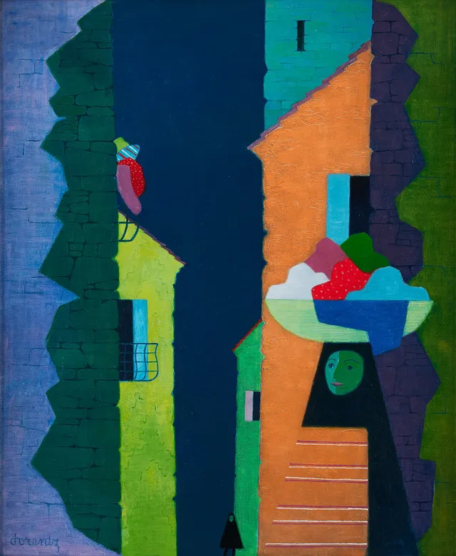 WALDEMAR LORENTZON. "Tvätterskan - motiv från Spanien".