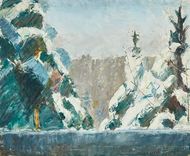 ARNE CASSEL (1898-1965), Vinterlandskap med vatten, signerad ARNE CASSEL, olja på duk.