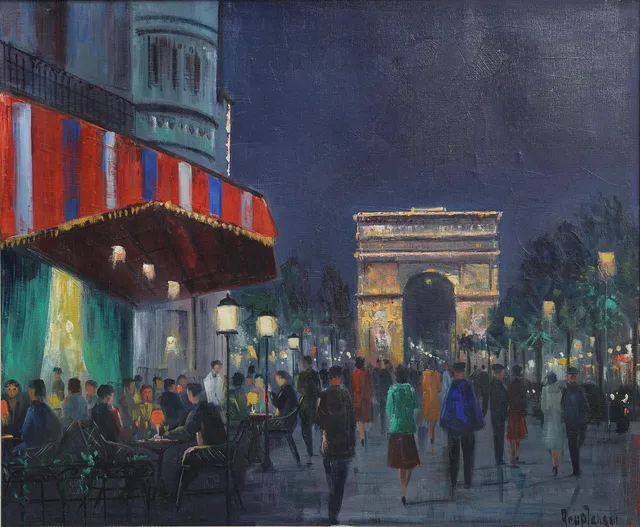 ARUP JENSEN. Stadsvy Paris, olja på duk, signerad Arup Jensen.