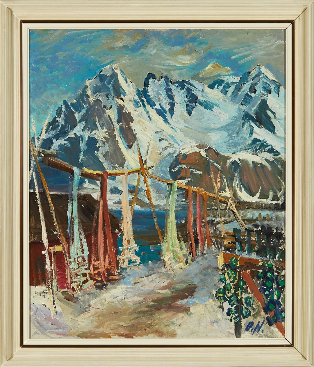 Helmersen, Odd — Garntørking i Lofoten — Kunst/Maleri — Blomqvist