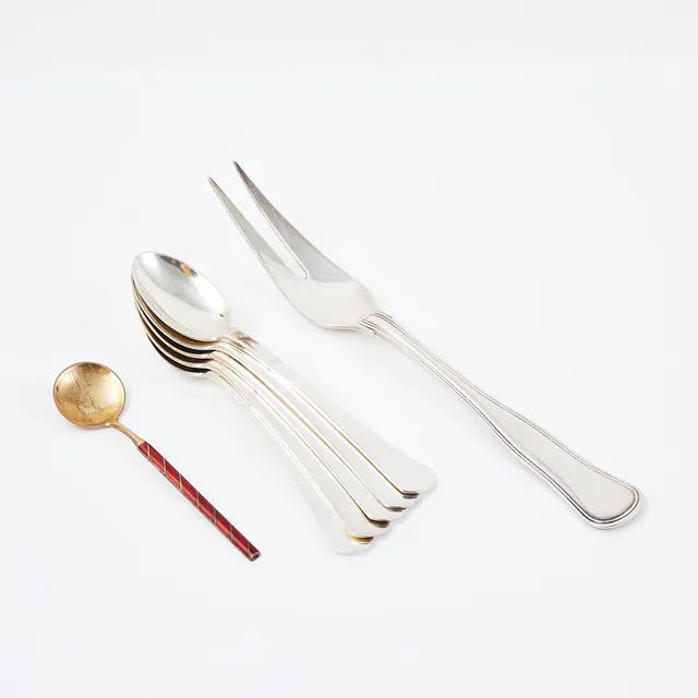SKEDAR, STEKGAFFEL, 7 dlr, silver, blandad tillverkning, 1900-tal.