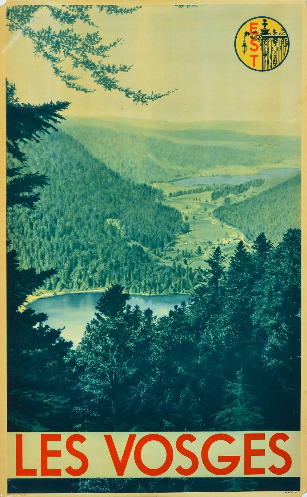 Les Vosges, fransk vintage rejseplakat, — Paintings and sculptures/Prints and photography — Lauritz