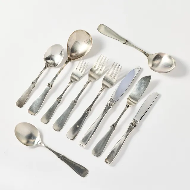 ERIC LÖFMAN. Bestickuppsättning 129 delar, silver, för MEMA, Lidköping 1993. Modell Uppsala.
