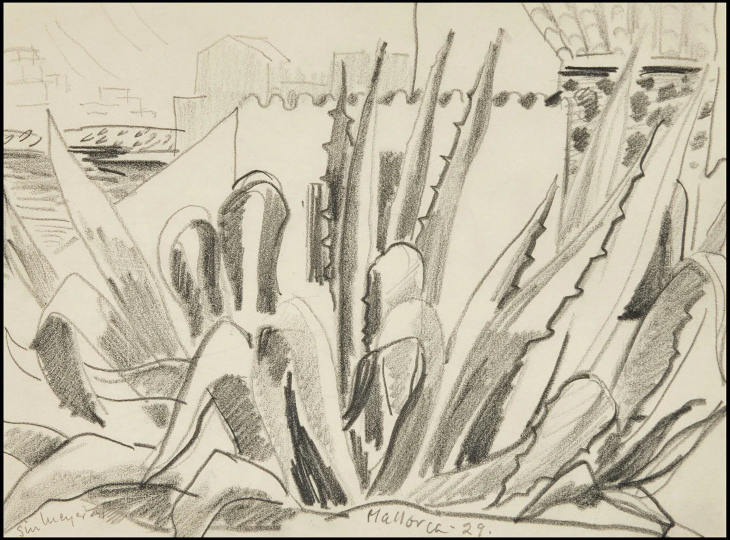 SIRI MEYER (1898–1985), Mallorca, signerad och daterad -29, blyerts. — Paintings — Crafoord Auktioner Stockholm