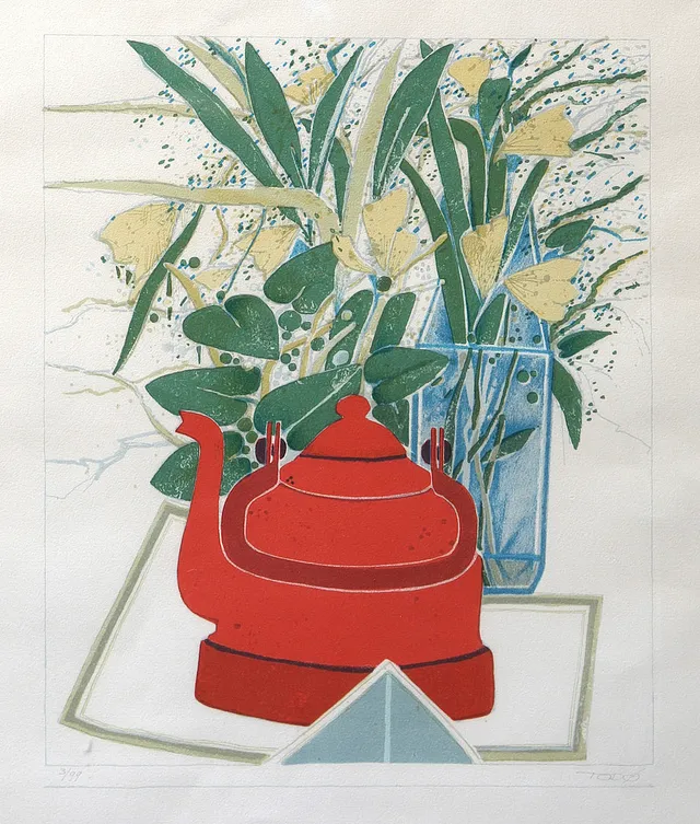 FRANCESC TODÓ. Still life with a red teapot.
