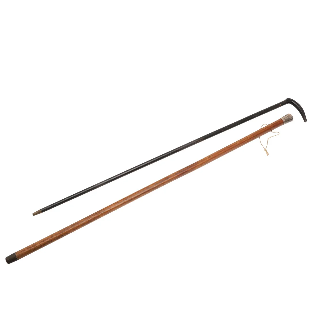 SILVER MOUNTED WALKING CANE & HORN WALKING CANE. — Miscellaneous — Lawrences Auctioneers