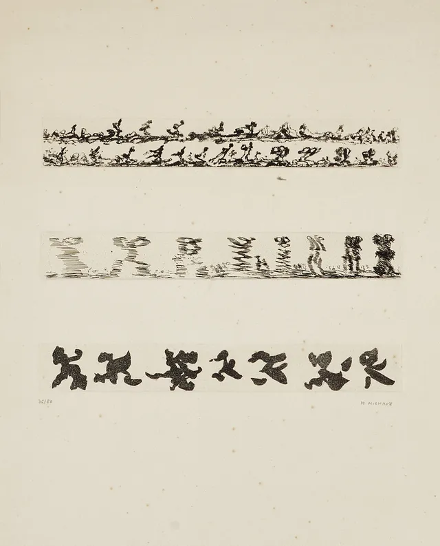 HENRI MICHAUX (BELGIEN, 1899-1984). Abstrakt komposition, signerad och numrerad H MICHAUX 36/50, etsning.