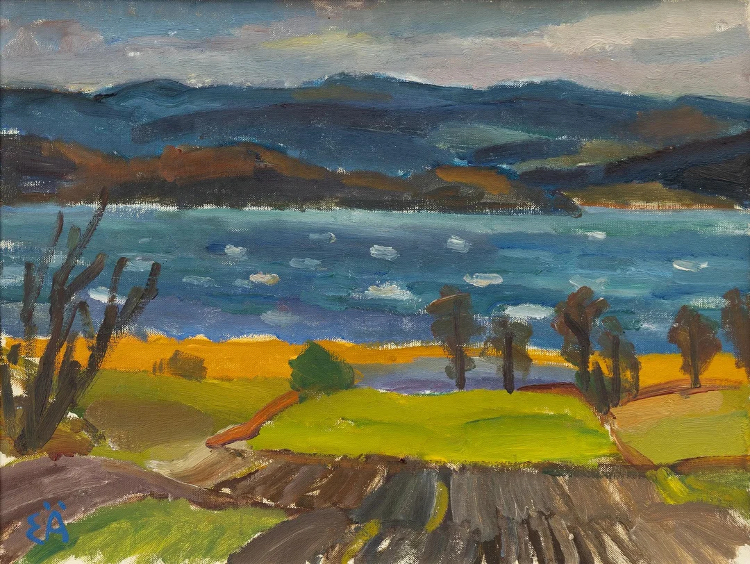 Erling Ärlingsson, "Utsikt tvärs över Fryken, stormig höstdag 1962". — Konst/Modern svensk konst — Bukowskis