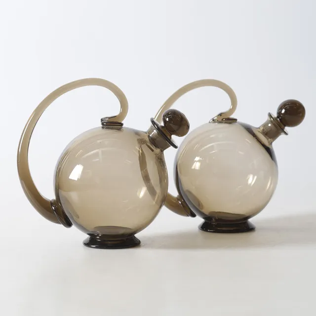 JACOB E. BANG. karaffer, 2 st, glas, Holmegaard, Art Déco, 1920-/30-tal.