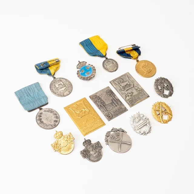 DIVERSE MEDALJER, 14 st, silver, delvis förgyllda, Sverige, huvuddelen 1940-tal.