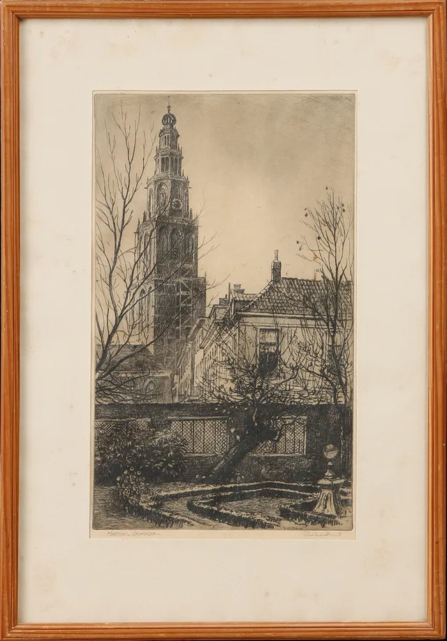 RIEKELE PRINS. "Martini-Groningen", etsning, signerad.