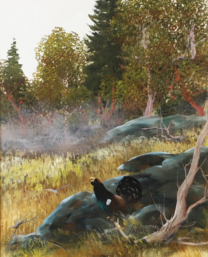 JOHAN ARVALL. Landskap med fågel, olja på duk, signerad. — Paintings — Helsingborgs Auktionskammare