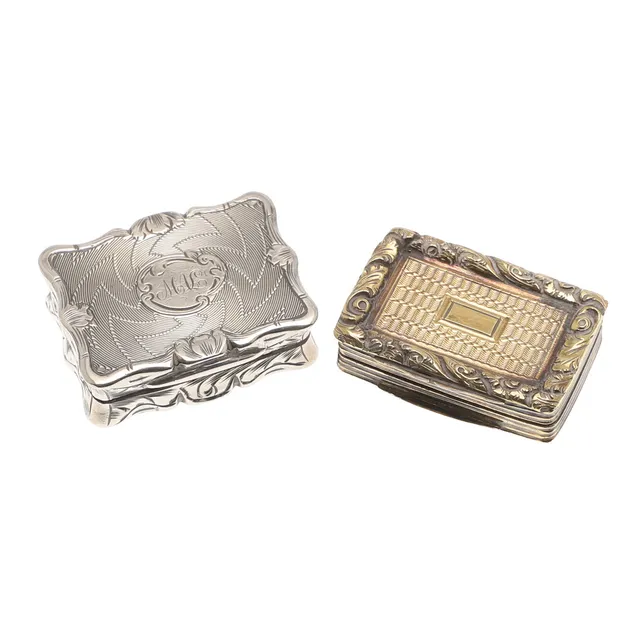 TWO 19TH CENTURY SILVER VINAIGRETTES.