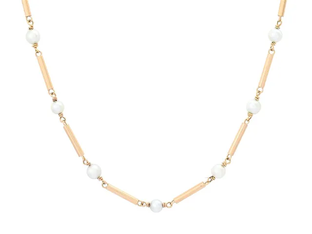 COLLIER, 18K guld, stavar och odlade pärlor ca 4 mm, längd 42 cm, vikt 7,9 g.