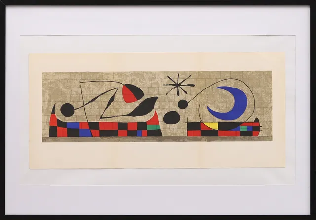 JOAN MIRÓ. EFTER. "Mur de la lune", färglitografi ur Derrière le Miroir nr 107-108-109, 1958.