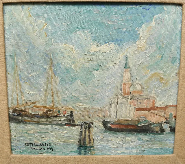 GÖSTA NORDBLAD. olja på pannå, Venedig, signerad och daterad 1924.