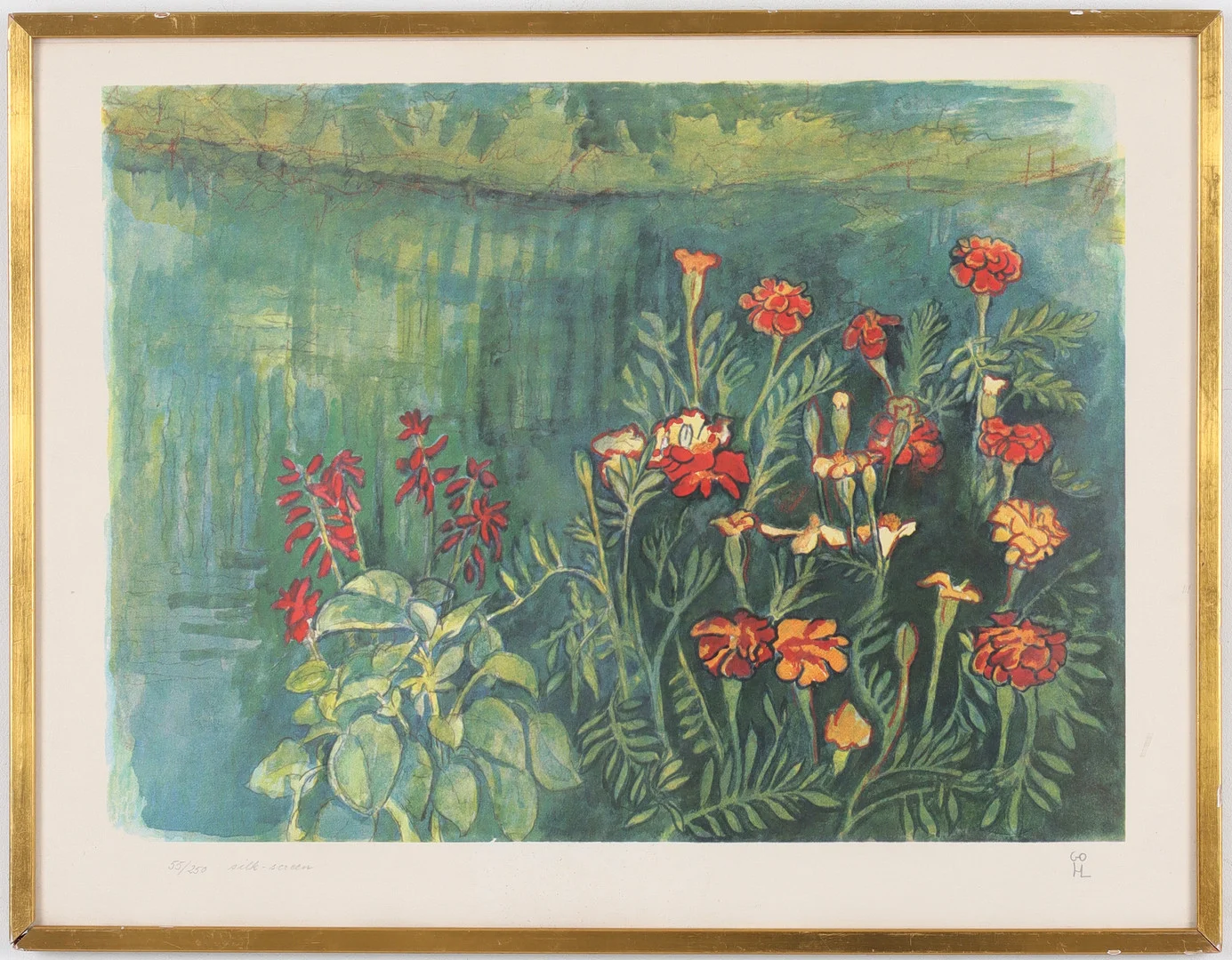 HILDING LINNQVIST. Blomstermotiv, silkscreen, signerad och numrerad 55/250. — Engravings & Prints — Stadsauktion Sundsvall