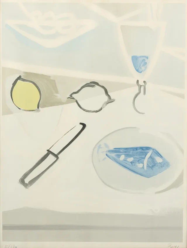 FRANCISCO BORÈS (1898-1972). Färglitografi, "L'assiette de poisson et le citron", 1952, numrerad och signerad.