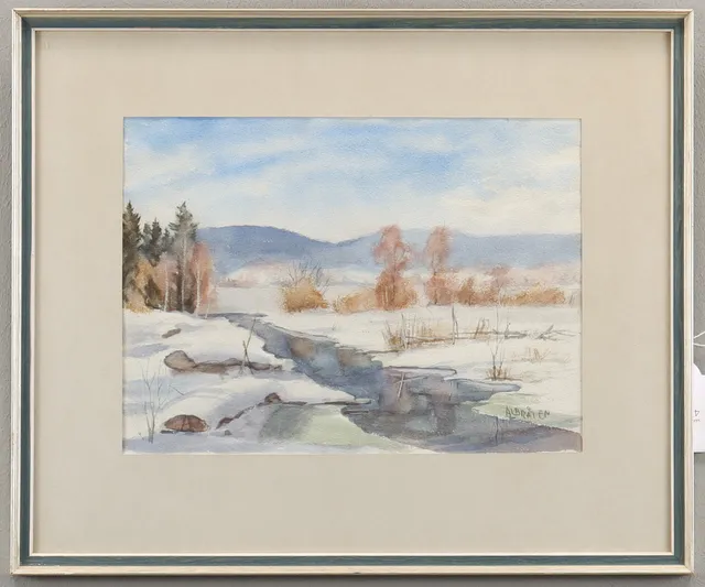 VÅGE ALBRÅTEN. Akvarell på papper, signerad.