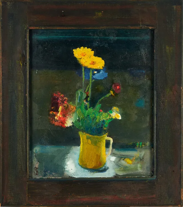 OLLE GUSTAFSSON (FÖDD 1935). "Klockestrand", monogramsignerad, olja på pannå.
