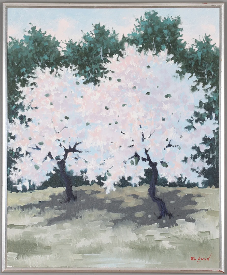 SVEN ERIK LUND. Blommande träd, olja på duk, signerad. — Paintings — Stadsauktion Sundsvall