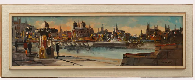 ASGER BERNSTORFF. Olja på duk, Sydeuropeiskt stadsbild, signerad Bernstorff.