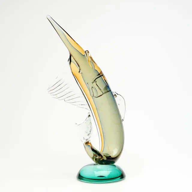 SKULPTUR I FORM AV SVÄRDFISK, glas, Cenedese, Murano.