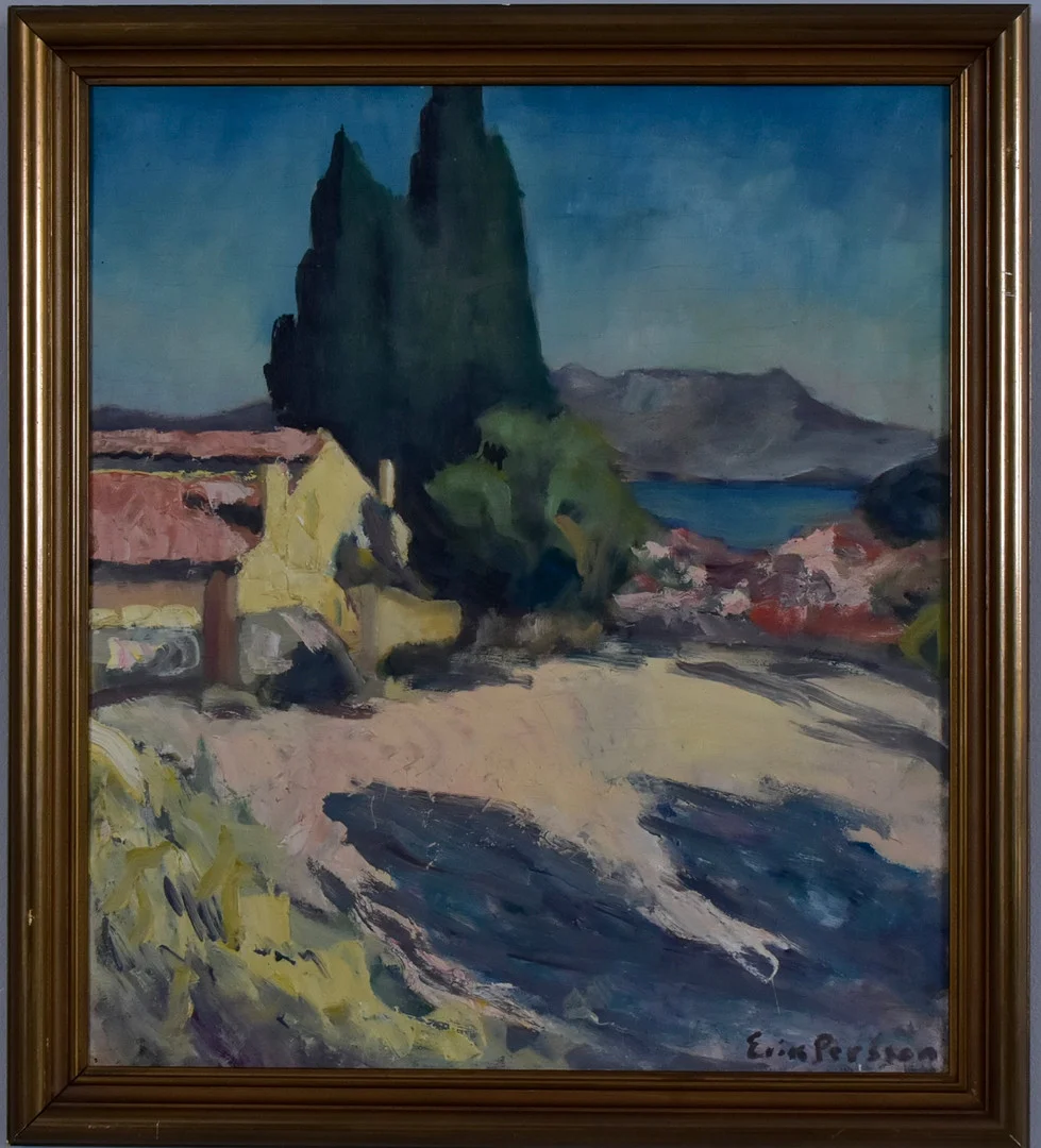 ERIK PERSSON. Olja på träpannå. — Paintings — Halmstads Auktionskammare
