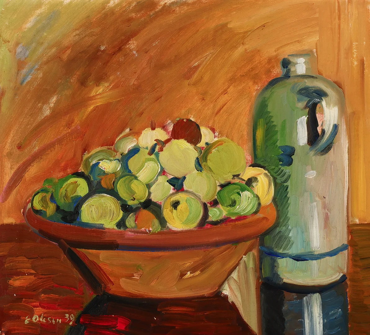 EYVIND OLESEN (1907 -1995). Opstilling. Sign. Eyv. Olesen. Olie på lærred. 1931 Danmark. — Paintings — Palsgaard Kunstauktioner