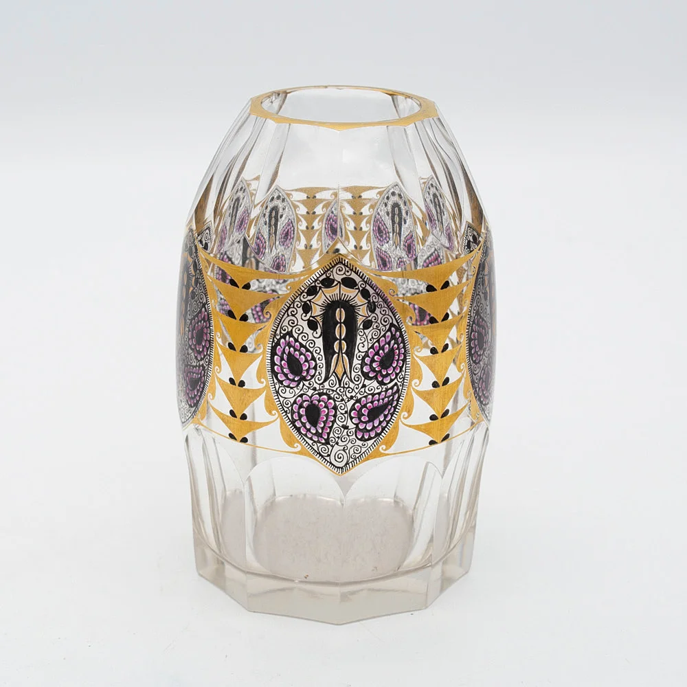 JUGENDSTIL GLAS VASE, SIE STAMMT AUS DER GLASFACHSCHULE STEINSCHÖNAU HAIDA, UM 1910. — Art glass — Kunst- und Auktionshaus Kleinhenz