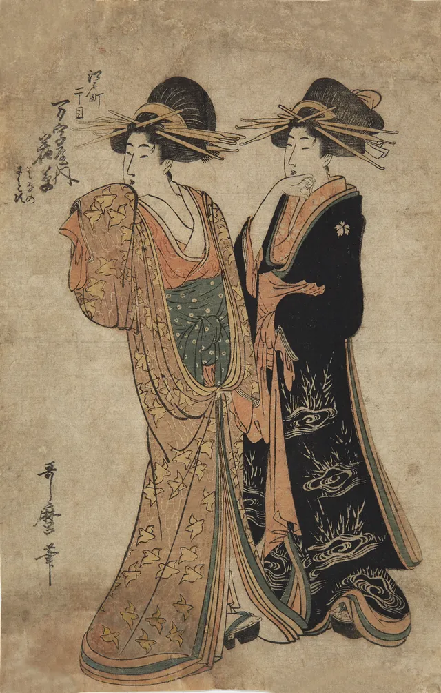 Utamaro, Kitagawa — To geishaer, ca 1800