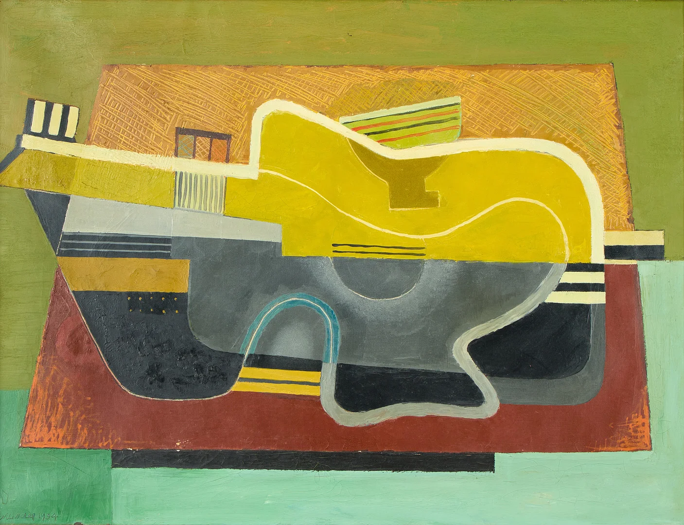 NILS WEDEL. Komposition med gitarr. — Paintings — Uppsala Auktionskammare