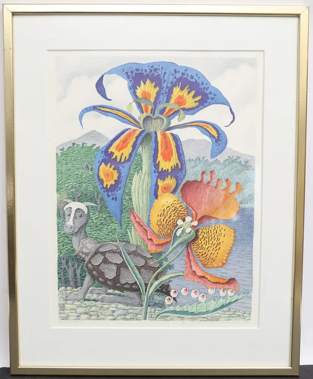 KARL AXEL PERSSON. Motiv med blomster, färglitografi, signerad och daterad 78.