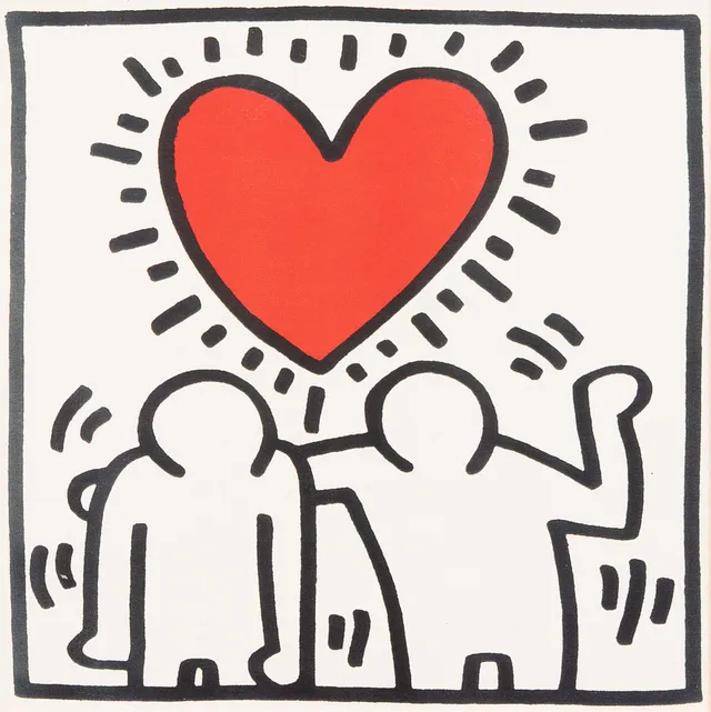 KEITH HARING. EFTER. Bröllopsinbjudan, offsettryck, osignerad.