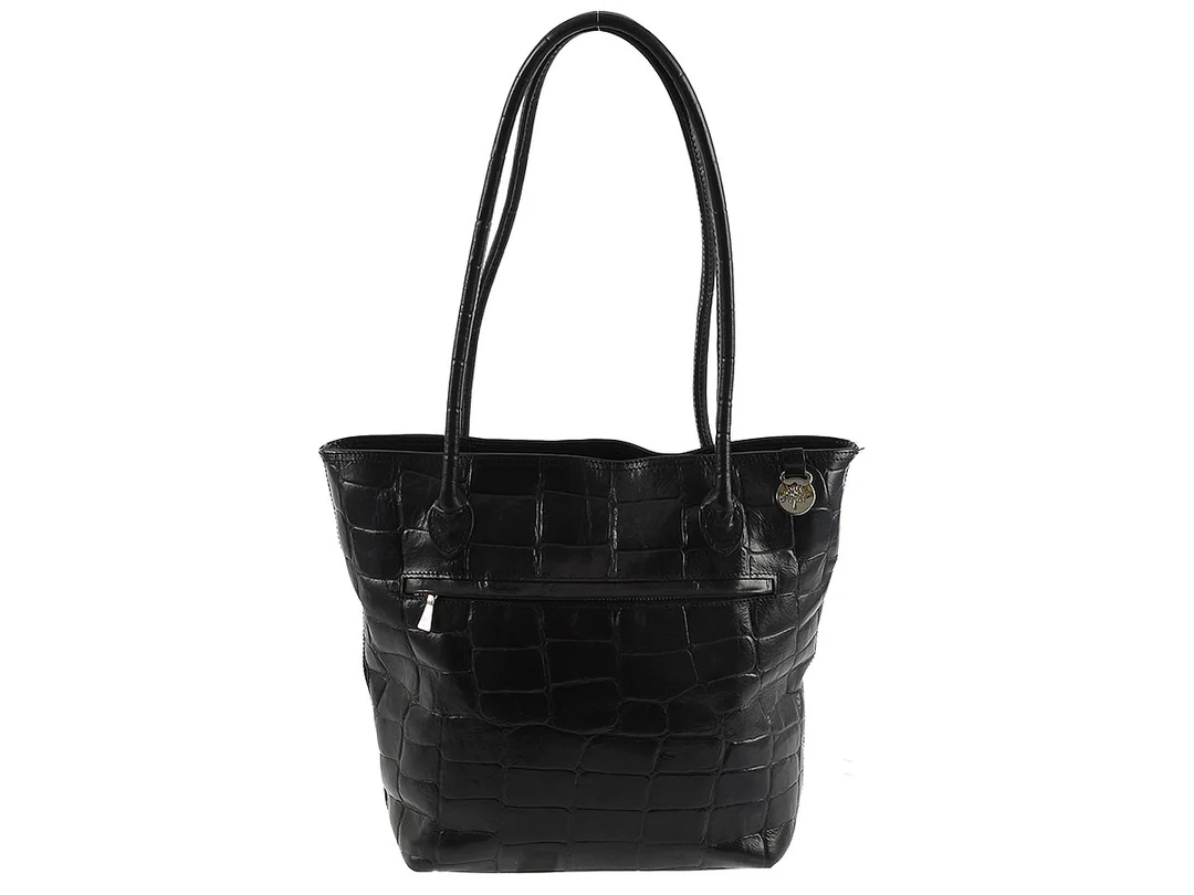 VÄSKA, MULBERRY, svart präglar läder, silverfärgade beslag, 24x28x12cm, dustbag. — Accessoarer/Väskor — Kaplans