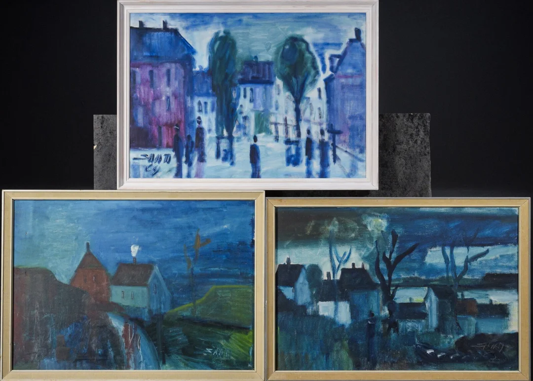 Svend Aage Tauscher, motive med huse (3) — Paintings and sculptures/Older pictorial arts — Lauritz