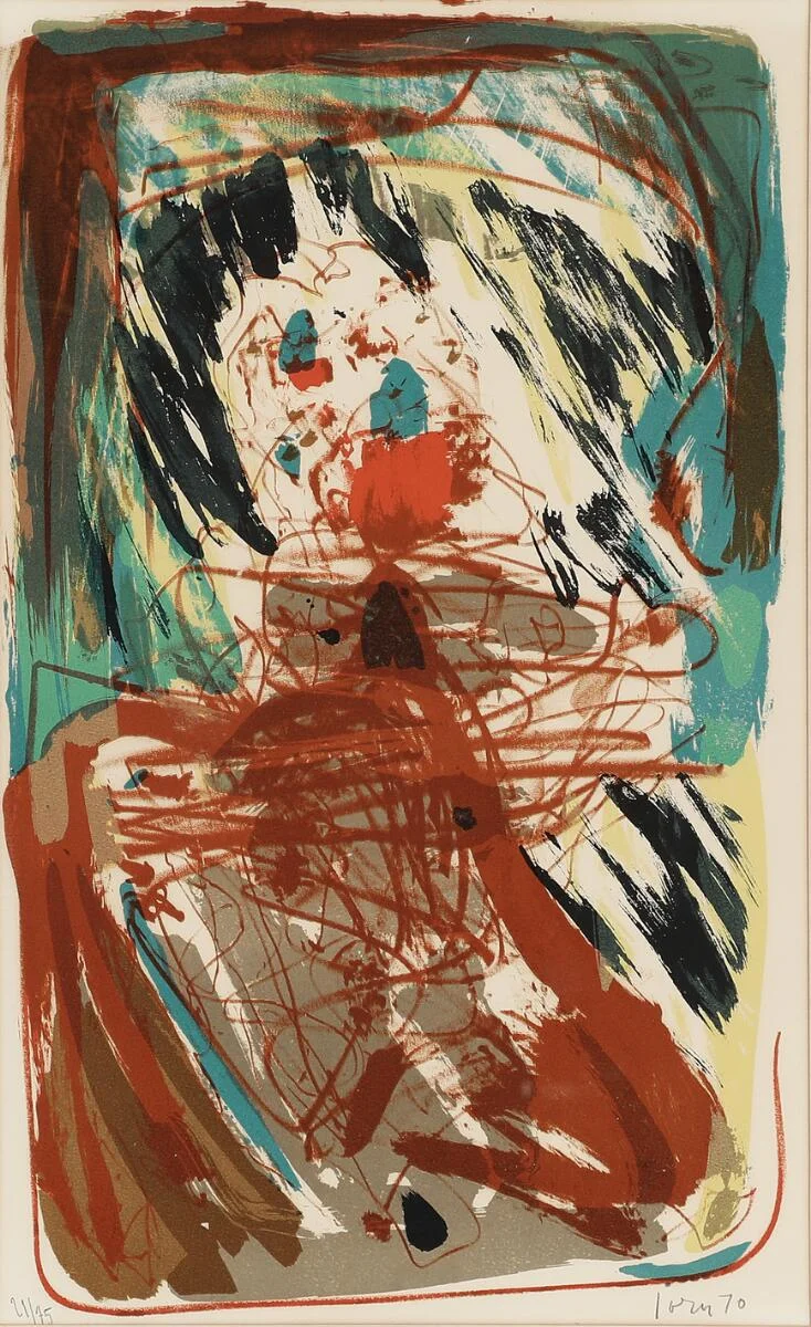 Untitled. Signed Jorn 70, 21/75. Lithograph in colours. Visible size 50×30 cm. — Modern Prints/CoBrA — Bruun Rasmussen