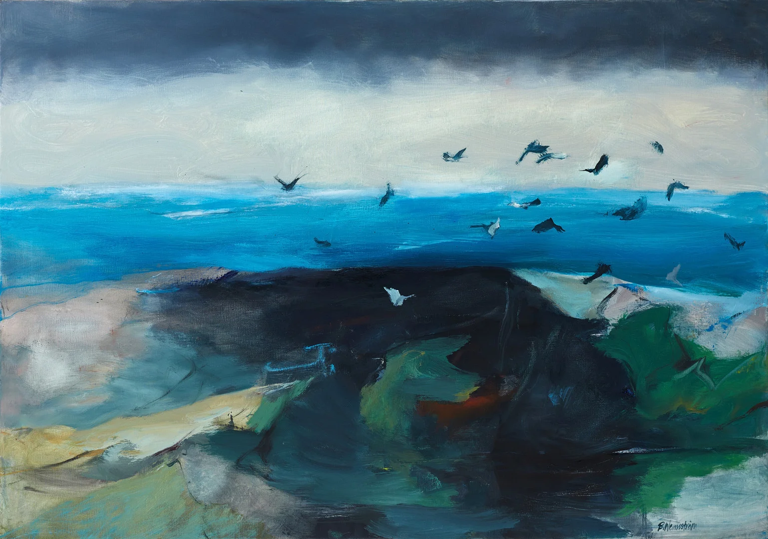 BERNDT WENNSTRÖM (född 1945), "Flyttfåglar", signerad, olja på duk. — Paintings — Crafoord Auktioner Stockholm