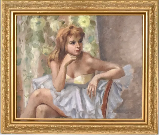 SIGRID WAHLSTRÖM DE ROUGEMONT (1888-1984. Olja på duk.