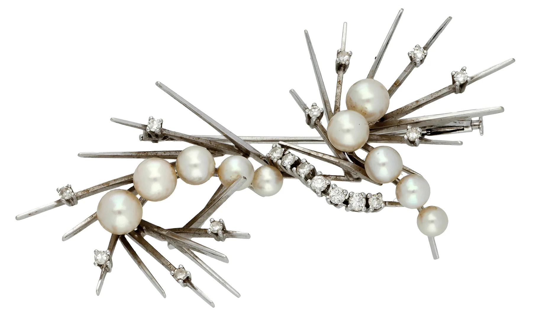 JOYERÍA ROCA. Pearls and diamonds brooch, circa 1950. — Brooches & Pendants — Balclis
